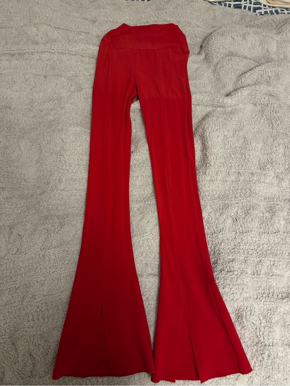 Norma Kamali Bright Red Flared High-Waist Pants